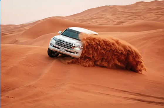 A jeep during desert safari Dubai.